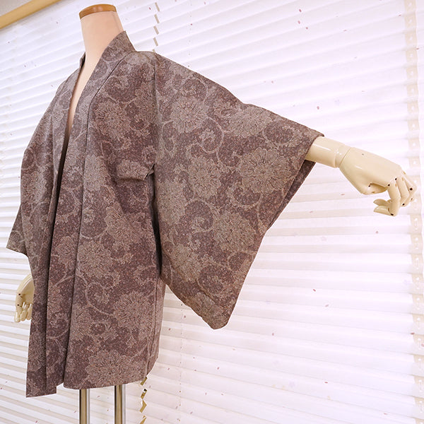 Vintage Haori Kimono Jacket Silk, Dusky Purple base, hrysanthemum