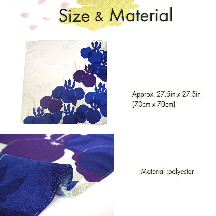 Furoshiki –japanese traditional wrapping cloth, 27.5inch, polyester , Iris Pattern