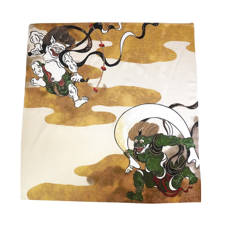 Furoshiki –japanese traditional wrapping cloth, 26.7inch, Layon, iconic Wind and Thunder Gods by Tawaraya Sotatsu