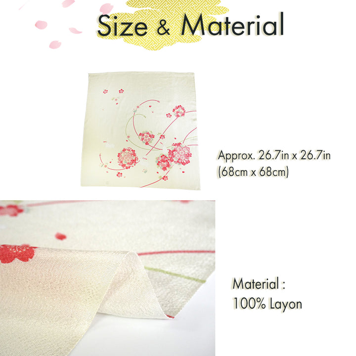 Furoshiki –japanese traditional wrapping cloth, 26.7 inch, Layon, Rabbit and Temari Flowers