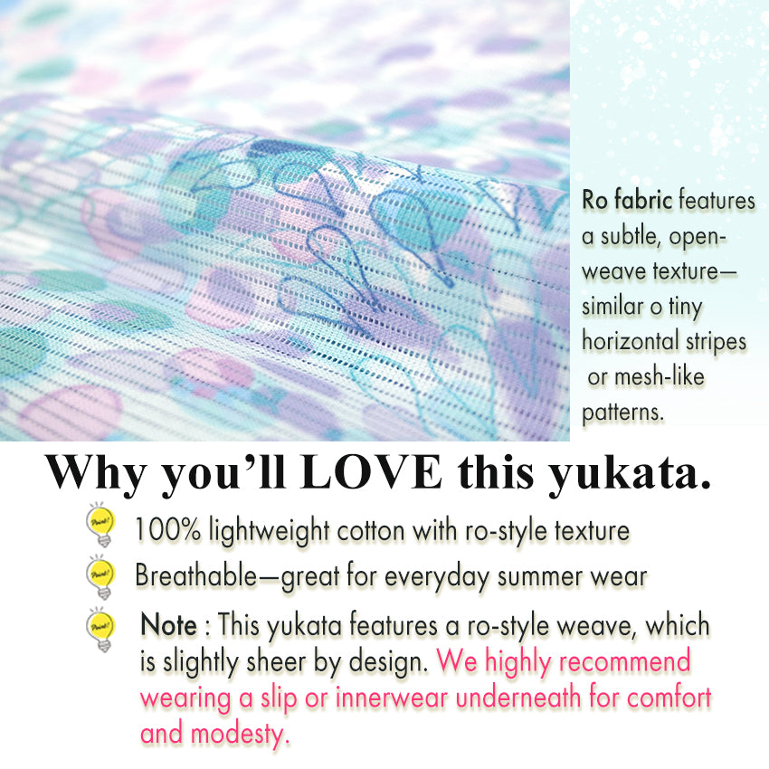 Lightweight Cotton Yukata for Women, Sky Blue base, Sunlit Path, landscape pattern – Inspired by Kaneko Misuzu’s Poetry, Summer Japanese Kimono Robe