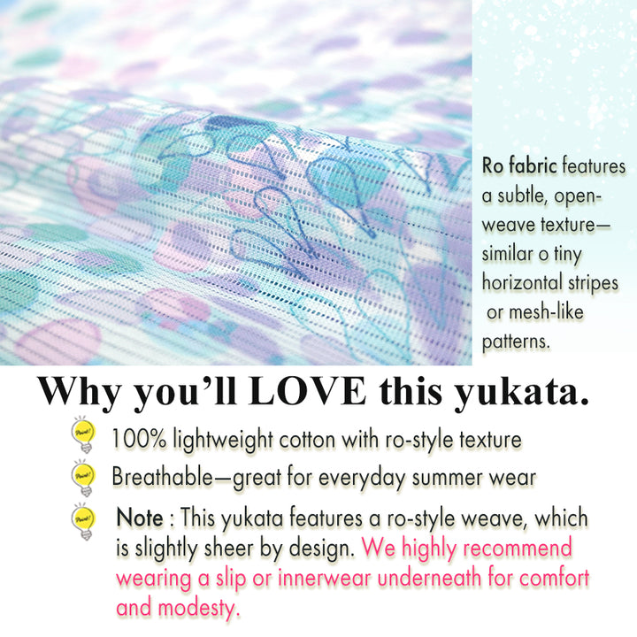 Lightweight Cotton Yukata for Women, Sky Blue base, Sunlit Path, landscape pattern – Inspired by Kaneko Misuzu’s Poetry, Summer Japanese Kimono Robe