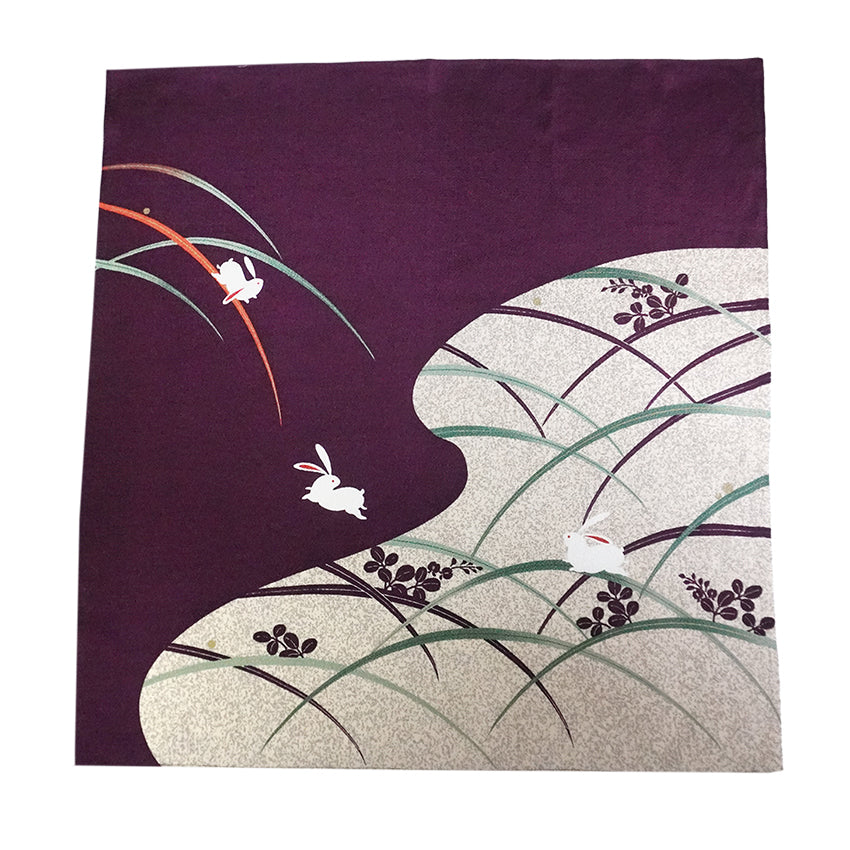 Furoshiki –japanese traditional wrapping cloth, 26.7 inch, Layon, Rabbit , Autumn Grass