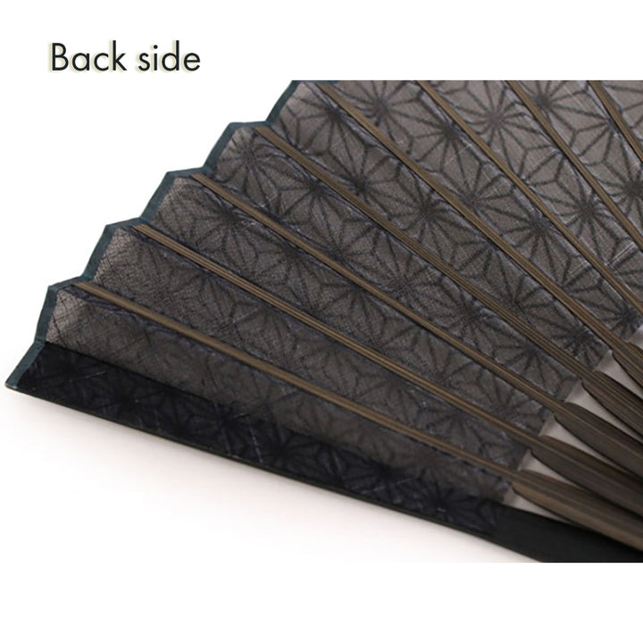 Folding Hand Fan for Men,Surface Cotton ,Bamboo Frame, Shades of gray (dark and light)  base, Asanoha (hemp leaf) design