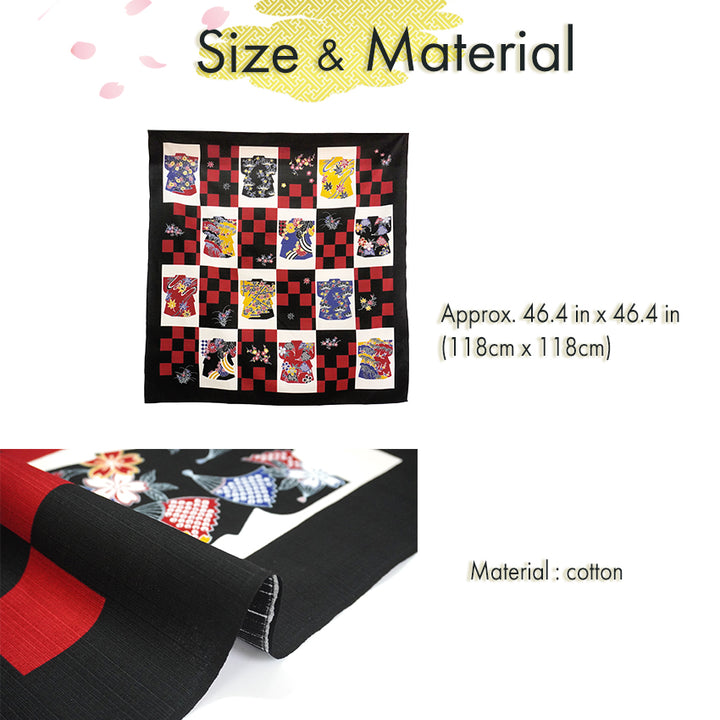 Furoshiki –japanese traditional wrapping cloth, 46.4 inch, cotton,  Ichimatsu pattern