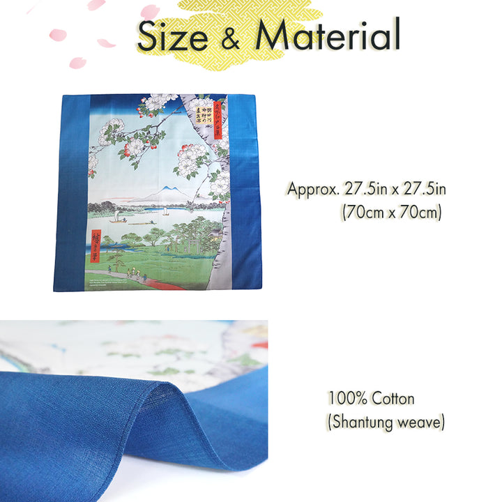 Furoshiki –japanese traditional wrapping cloth, 27.5inch, cotton , features Hiroshige’s iconic ukiyo-e