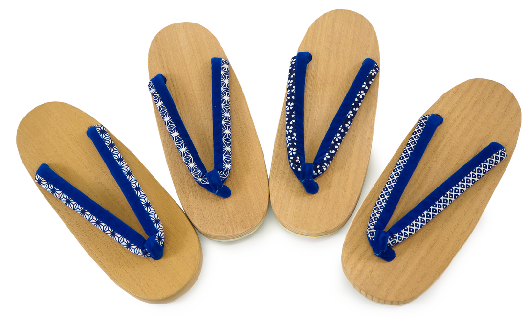 Kids Japanese Kimono Yukata Wooden Geta Sandals, 19.5, 21cm Beige Blue