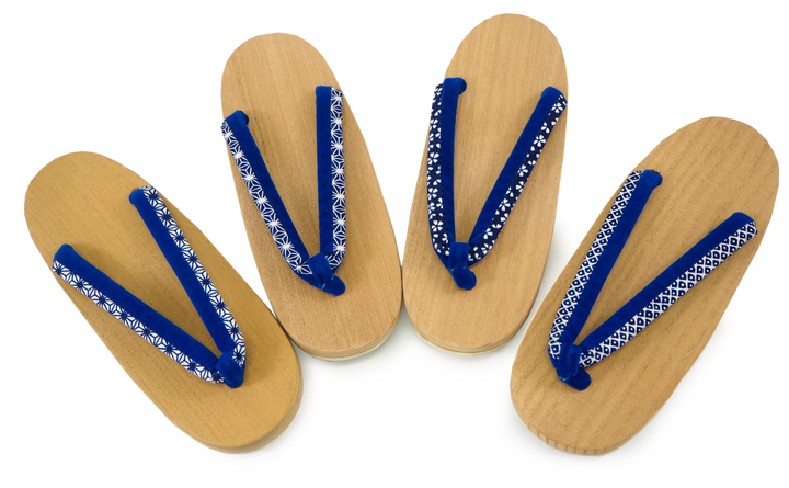 Kids Japanese Kimono Yukata Wooden Geta Sandals, 19.5, 21cm Beige Blue