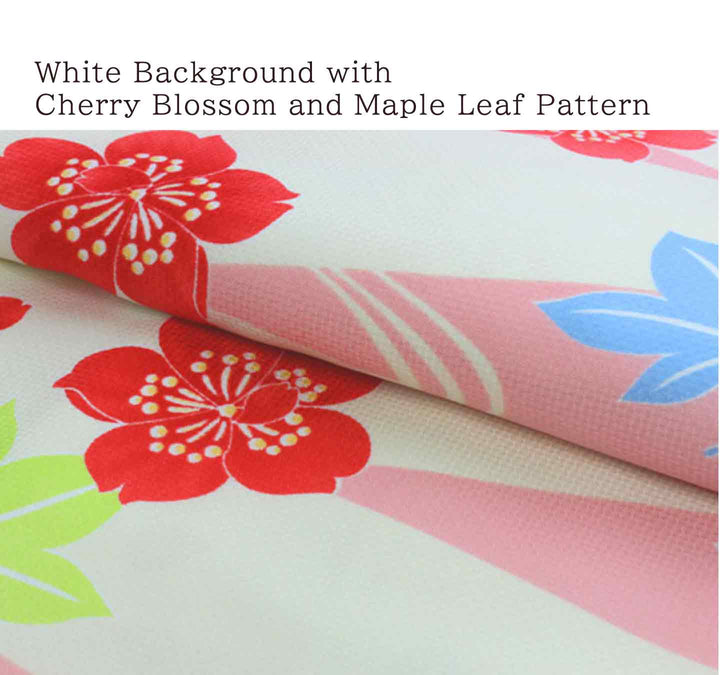 Washable Kimono tailored ORIGINAL COORDINATE ４PIECE-SET【ONE-SIZE】（White Background with Cherry Blossom and Maple Leaf Pattern）