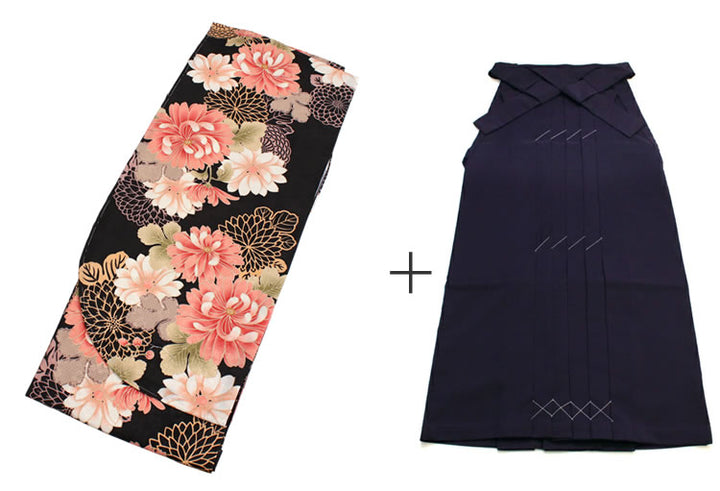 Washable Pre-Tailored Hakama Set for Graduation – 2-Piece Kimono & Hakama Outfit for Women, Easy-Care Polyester, Perfect for University, College & School Ceremonies