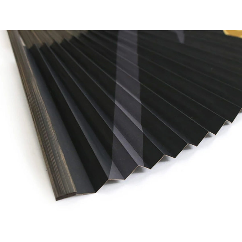 Folding Hand Fan for Men, Paper Fabric ,Bamboo Frame, Black base, iconic Thunder Gods by Tawaraya Sotatsu