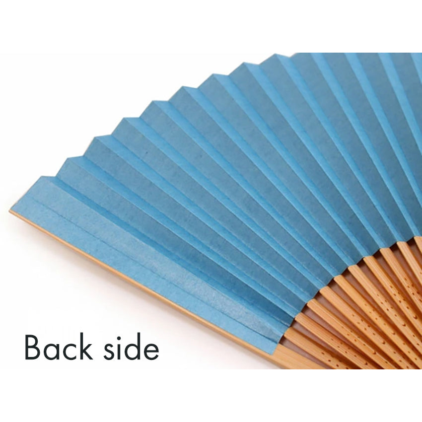 Folding Hand Fan for Men, Paper Fabric ,Bamboo Frame, Navy base, Iconic spirit of Kyoto’s "Gozan no Okuribi"