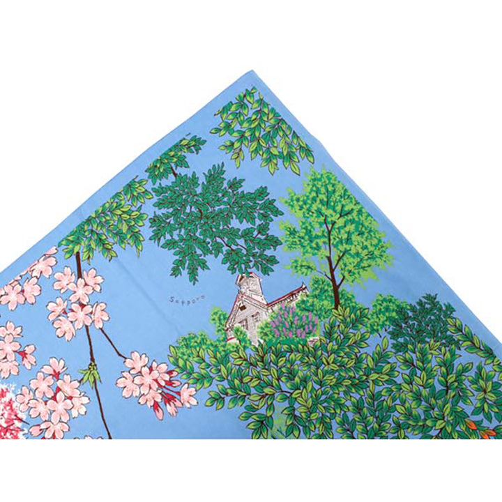 Furoshiki –japanese traditional wrapping cloth, 44.0 inch, cotton, cherry blossoms, Mt. Fuji, lush greenery, autumn leaves, snow