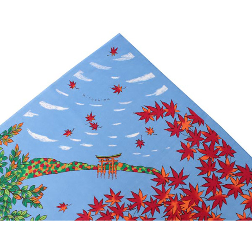 Furoshiki –japanese traditional wrapping cloth, 44.0 inch, cotton, cherry blossoms, Mt. Fuji, lush greenery, autumn leaves, snow