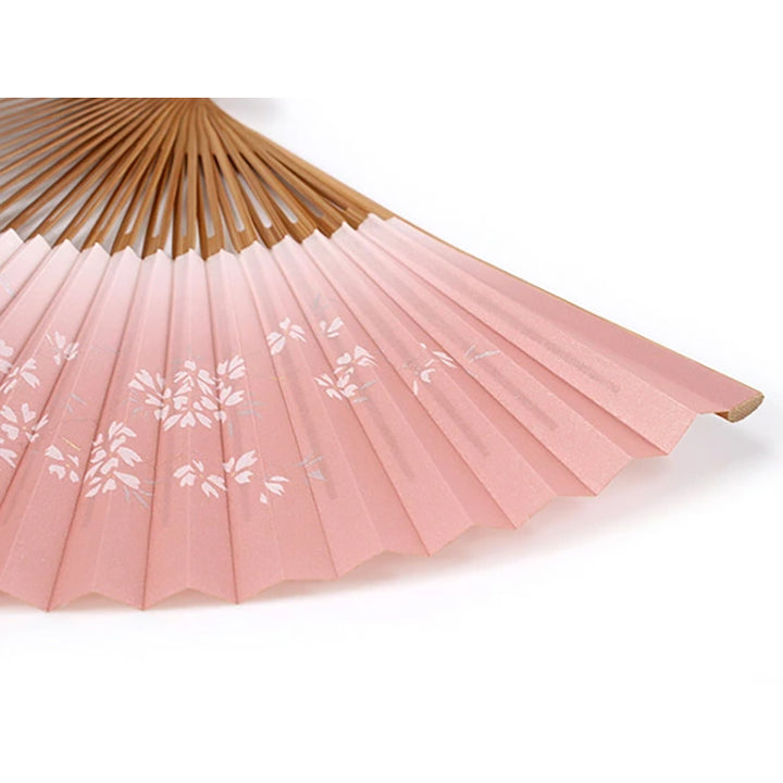 Folding Hand Fan for Lady's, Paper Fabric ,Bamboo Frame, Pink base ,cherry blossoms ,flower design