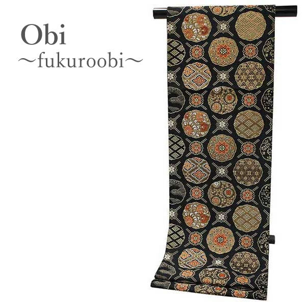 Women's Tailored Washable Japanese Kimono Fukuro Obi Belt - Black