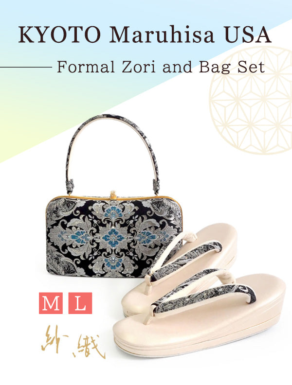 A SET of Formal Zori Sandals and Bag for TEA ceremony