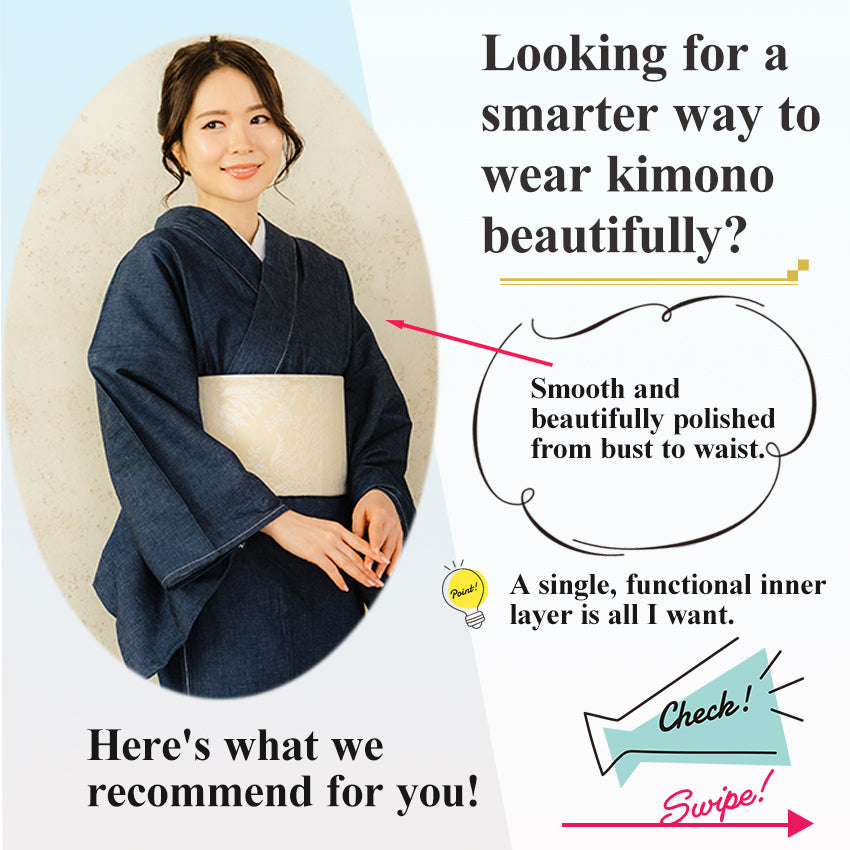 Kimono Slip with Built-In bura Support, Breathable Japanese Undergarment, All-Season Shaping Inner Dress for Kimono & Yukata