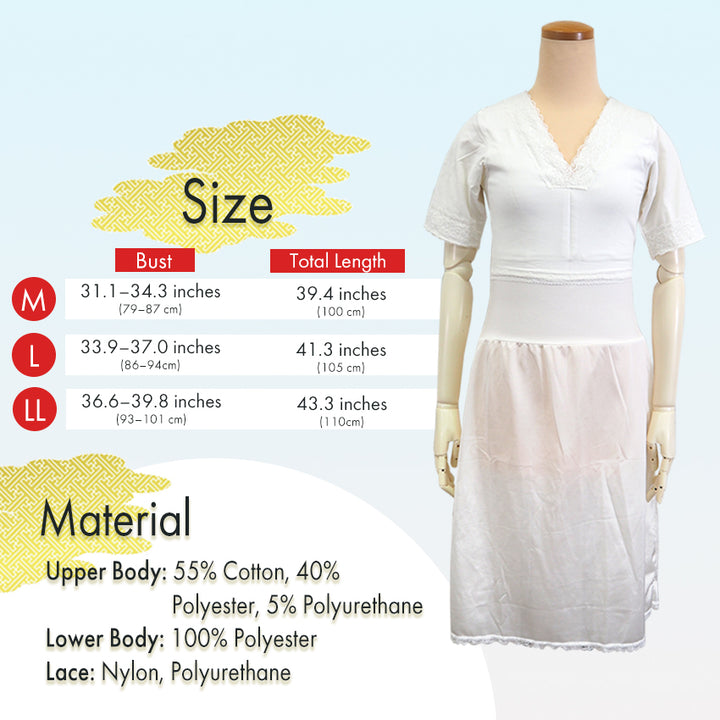 Kimono Slip with Built-In bura Support, Breathable Japanese Undergarment, All-Season Shaping Inner Dress for Kimono & Yukata