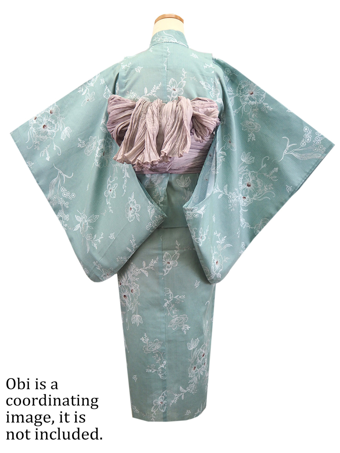 Girl's Cotton Yukata, Casual Summer Kimono, Pale Green Flower