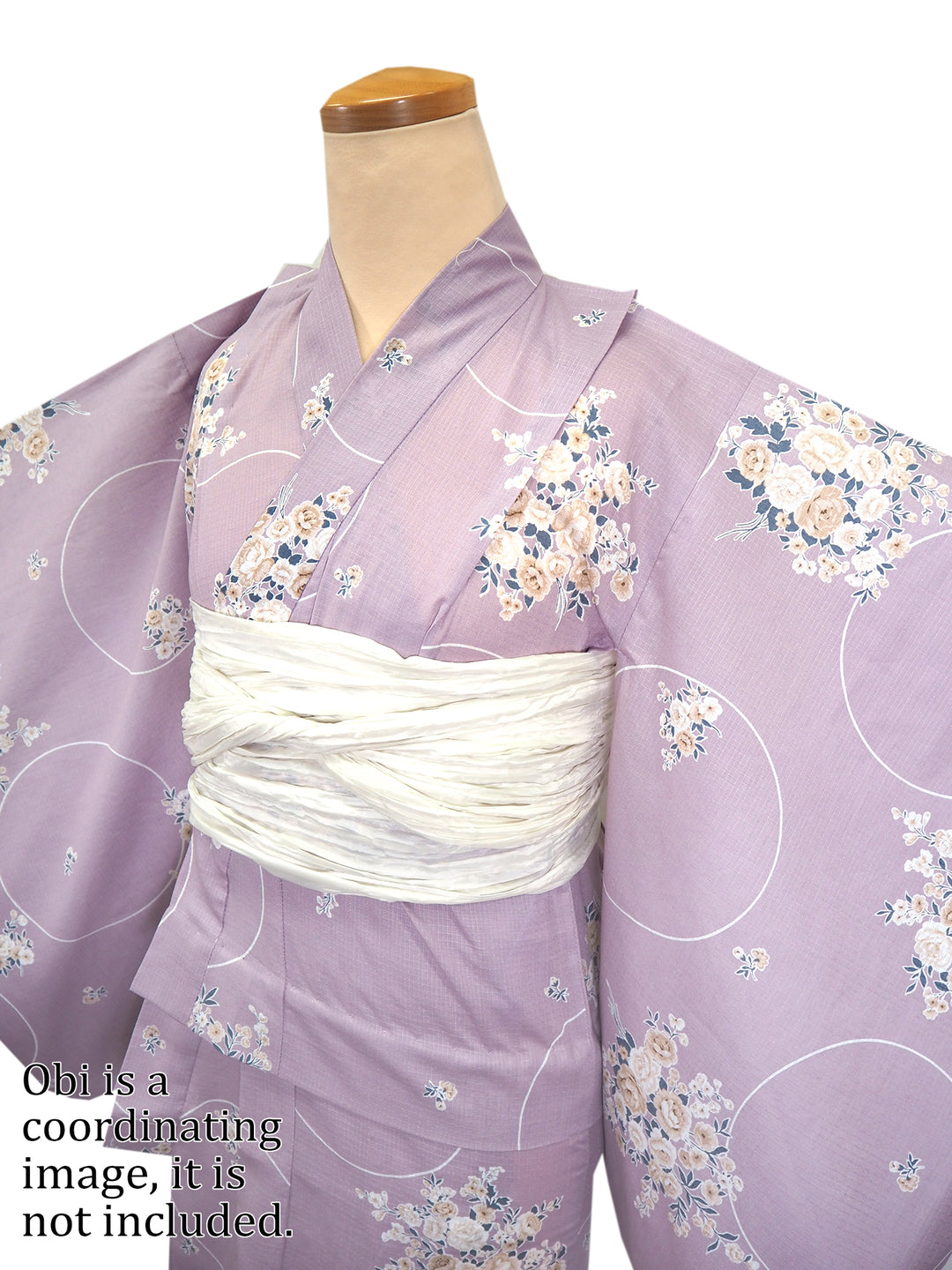 Girl's Cotton Yukata, Casual Summer Kimono, Light Purple Roses