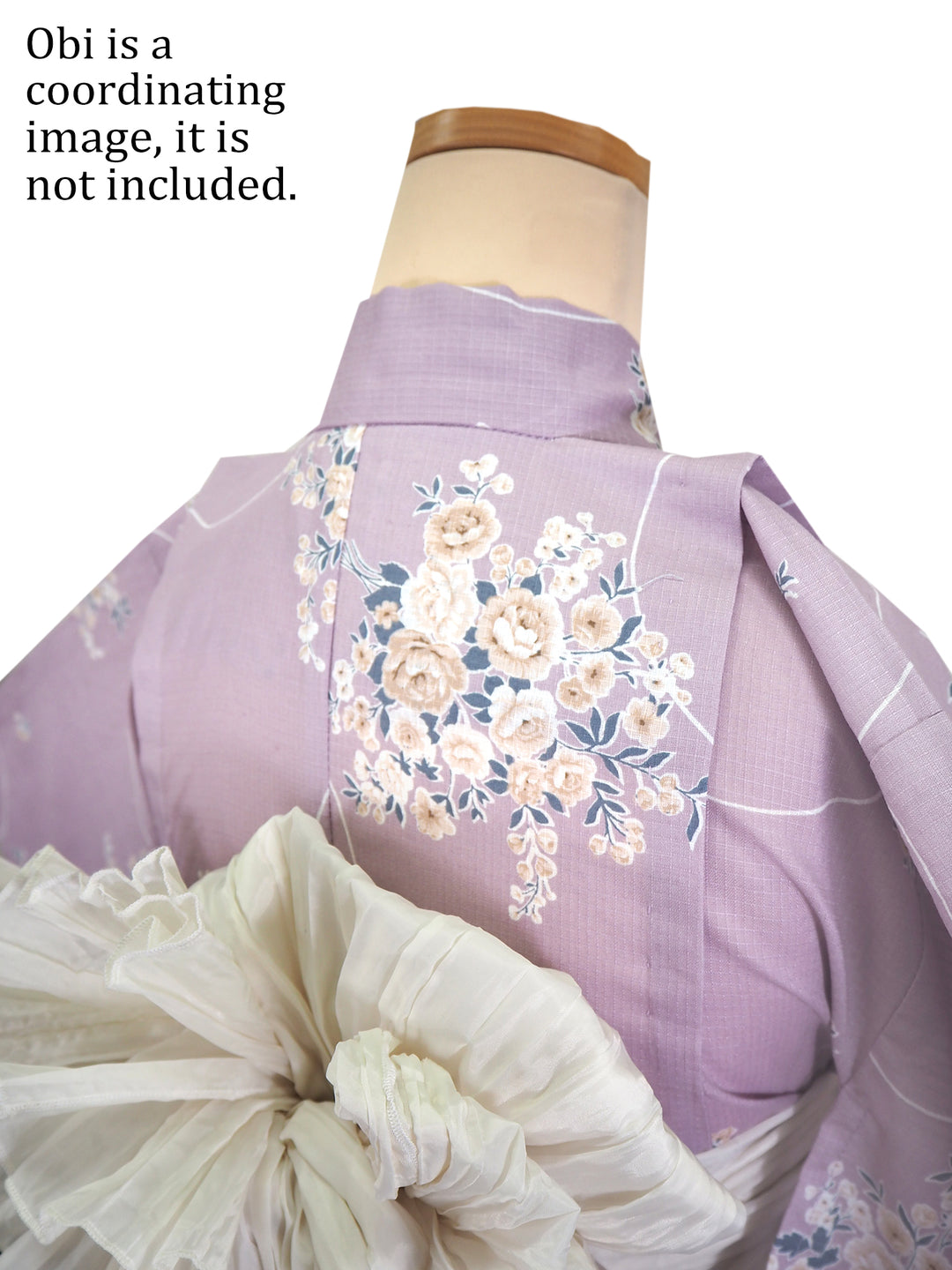 Girl's Cotton Yukata, Casual Summer Kimono, Light Purple Roses