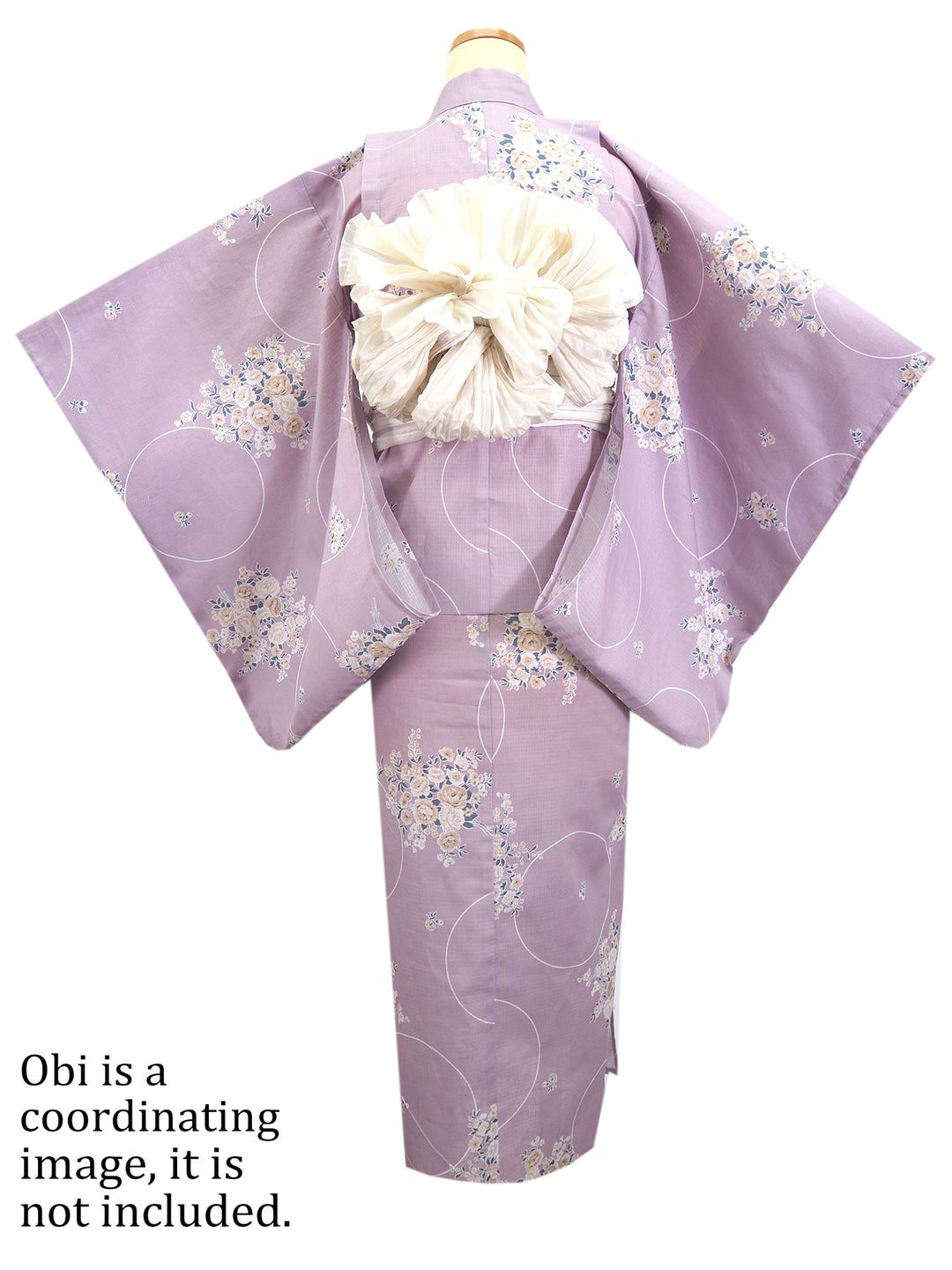 Girl's Cotton Yukata, Casual Summer Kimono, Light Purple Roses