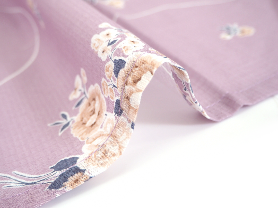 Girl's Cotton Yukata, Casual Summer Kimono, Light Purple Roses