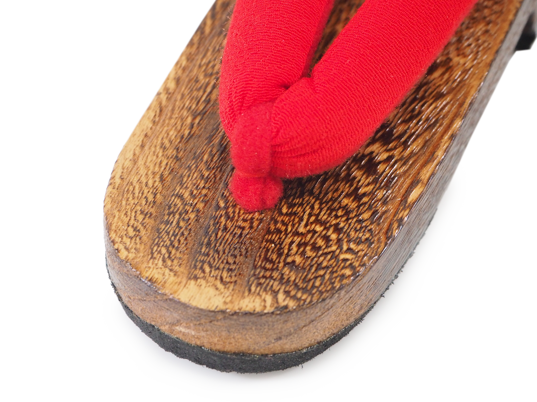 Kids Japanese Kimono Yukata Wooden Geta Sandals, 16-17cm Plain Red