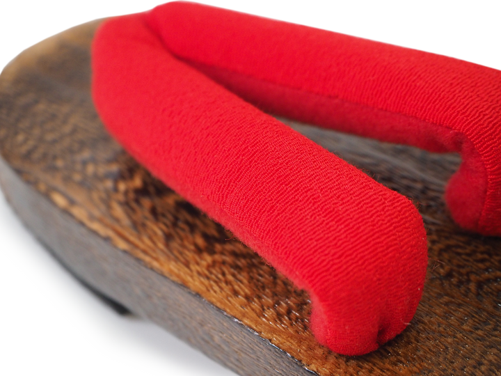 Kids Japanese Kimono Yukata Wooden Geta Sandals, 16-17cm Plain Red