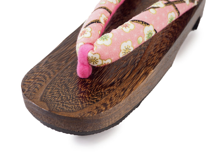 WOMEN'S JAPANESE KIMONO YUKATA WOODEN GETA SANDALS, PINK HANAO