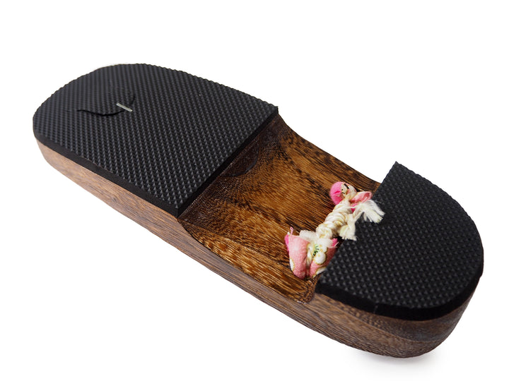 WOMEN'S JAPANESE KIMONO YUKATA WOODEN GETA SANDALS, PINK HANAO