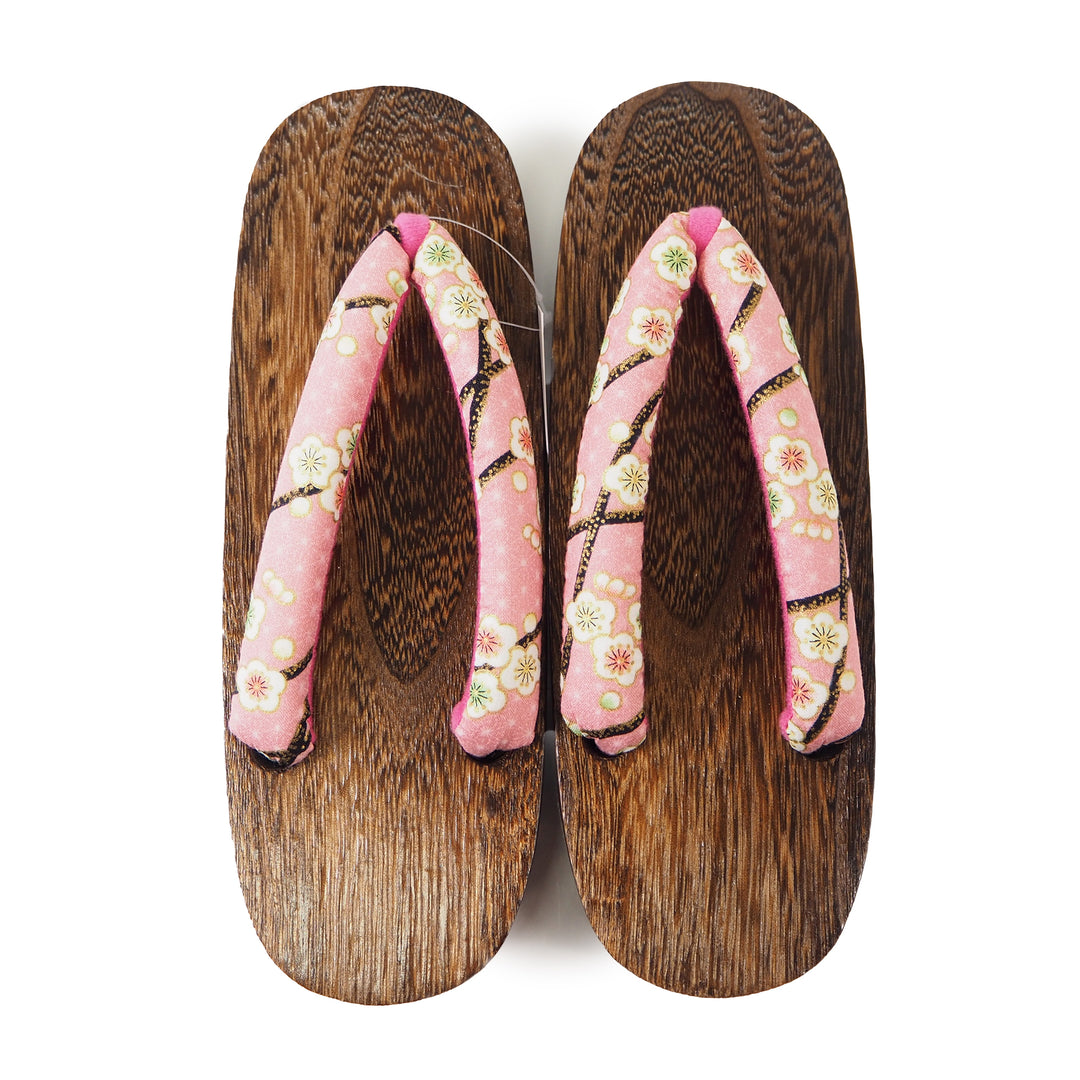 WOMEN'S JAPANESE KIMONO YUKATA WOODEN GETA SANDALS, PINK HANAO