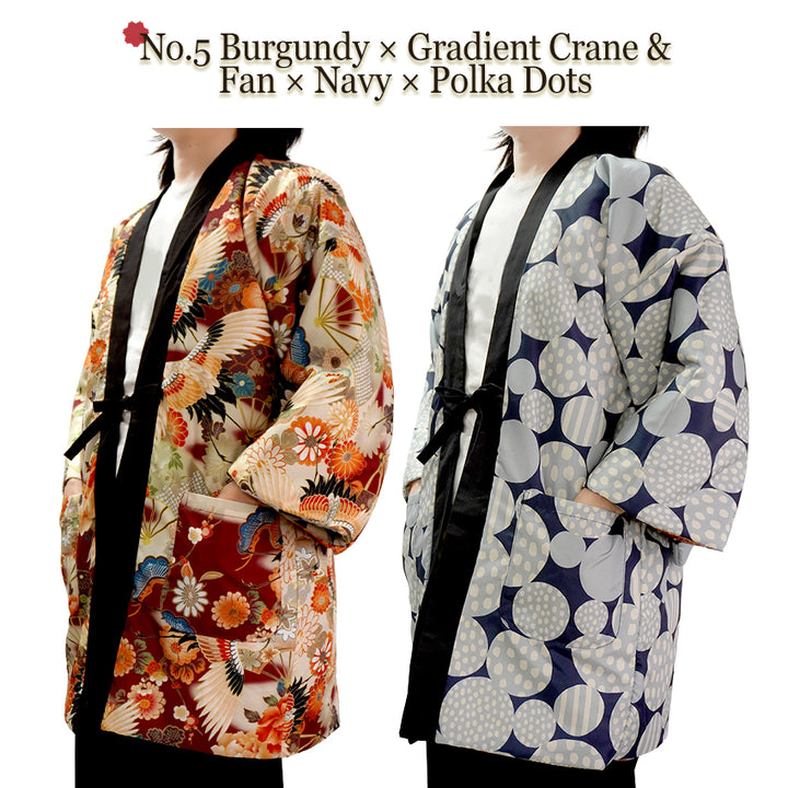 Reversible Women’s Hanten Jacket – Lightweight & Cozy Japanese Kimono Haori Winter Jacket Coat Outerwear