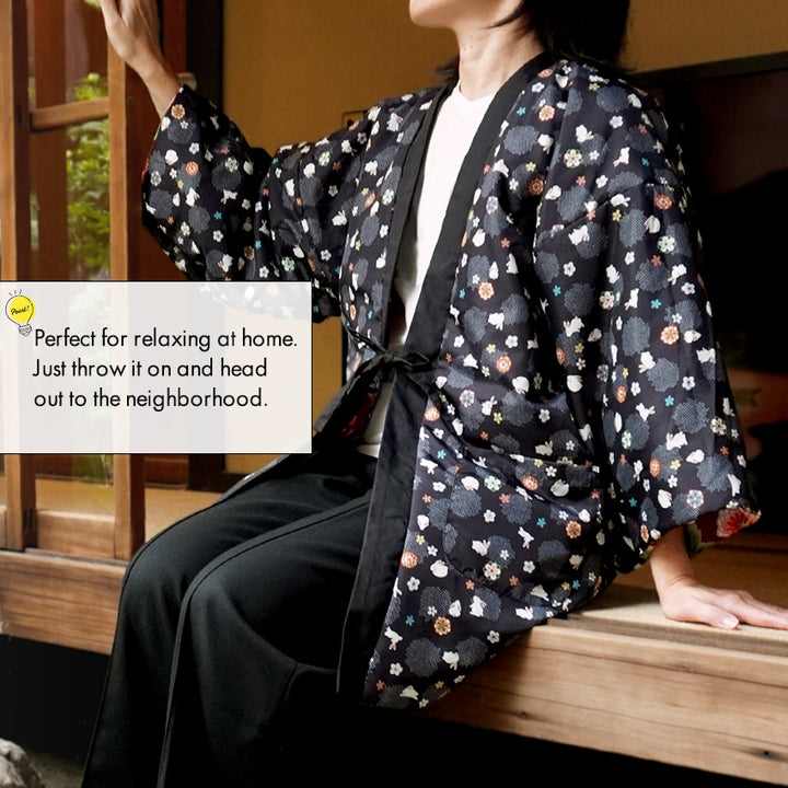 Reversible Women’s Hanten Jacket – Lightweight & Cozy Japanese Kimono Haori Winter Jacket Coat Outerwear