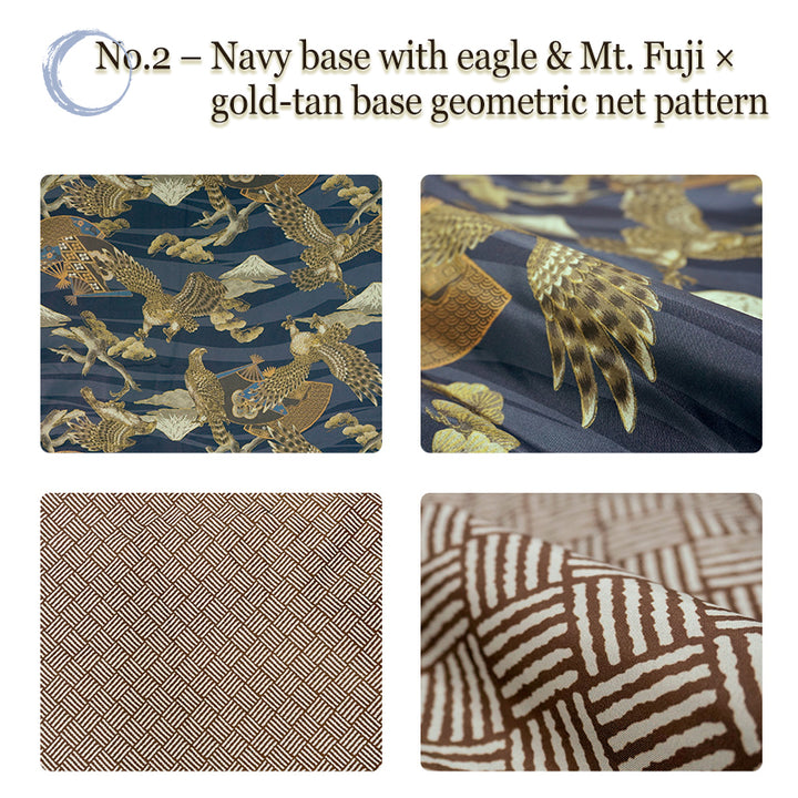 Reversible Japanese Hanten Jacket for Men – Cozy Kimono-Style Coat with Dual Patterns (Black/Blue/Gold)