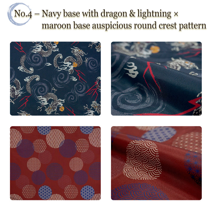 Reversible Japanese Hanten Jacket for Men – Cozy Kimono-Style Coat with Dual Patterns (Black/Blue/Gold)