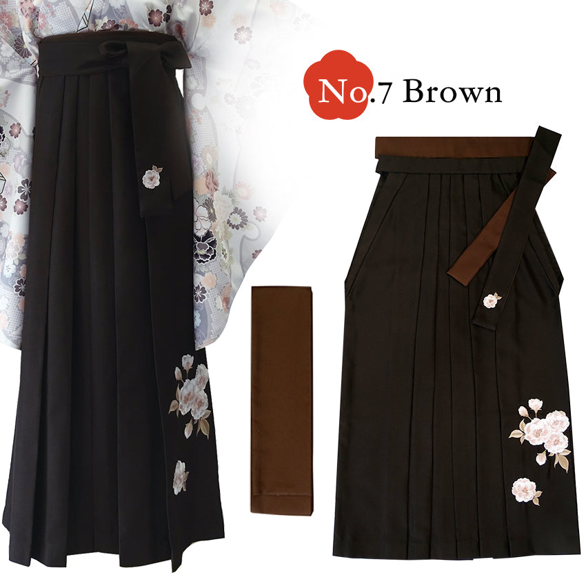 Embroidered Japanese Hakama & Matching Obi Set for Women – Soft Pastel Colors, Traditional Graduation & Ceremony Style, Elegant Japanese Formal Wear