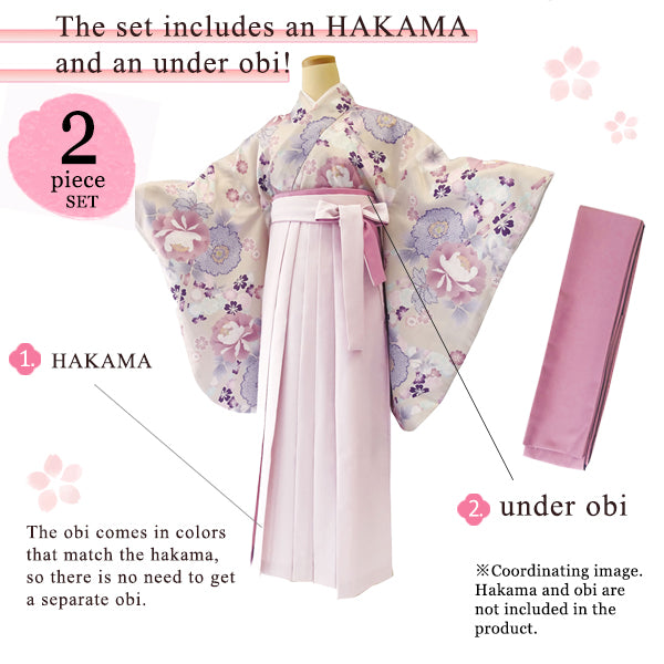 Woman's HAKAMA ＆ shita OBI (2-piece set)【S/M/L/LL】