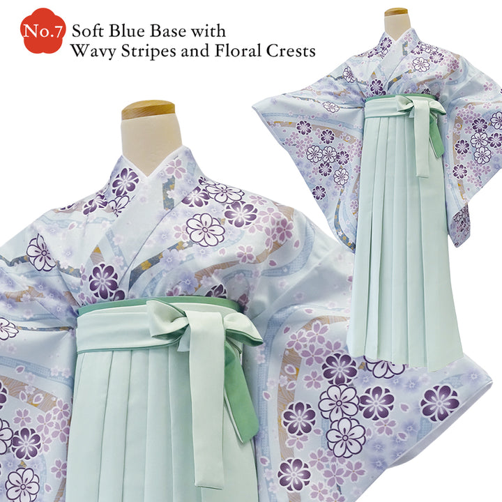 Japanese Nisyakusode Kimono Set for Women – 4-Piece Washable Graduation & Photoshoot Outfit, traditional Japanese Kimono, Chrysanthemum, Peonies, Cherry blossoms, Floral pattern