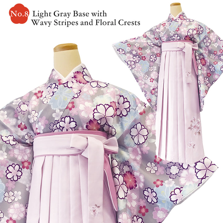 Japanese Nisyakusode Kimono Set for Women – 4-Piece Washable Graduation & Photoshoot Outfit, traditional Japanese Kimono, Chrysanthemum, Peonies, Cherry blossoms, Floral pattern