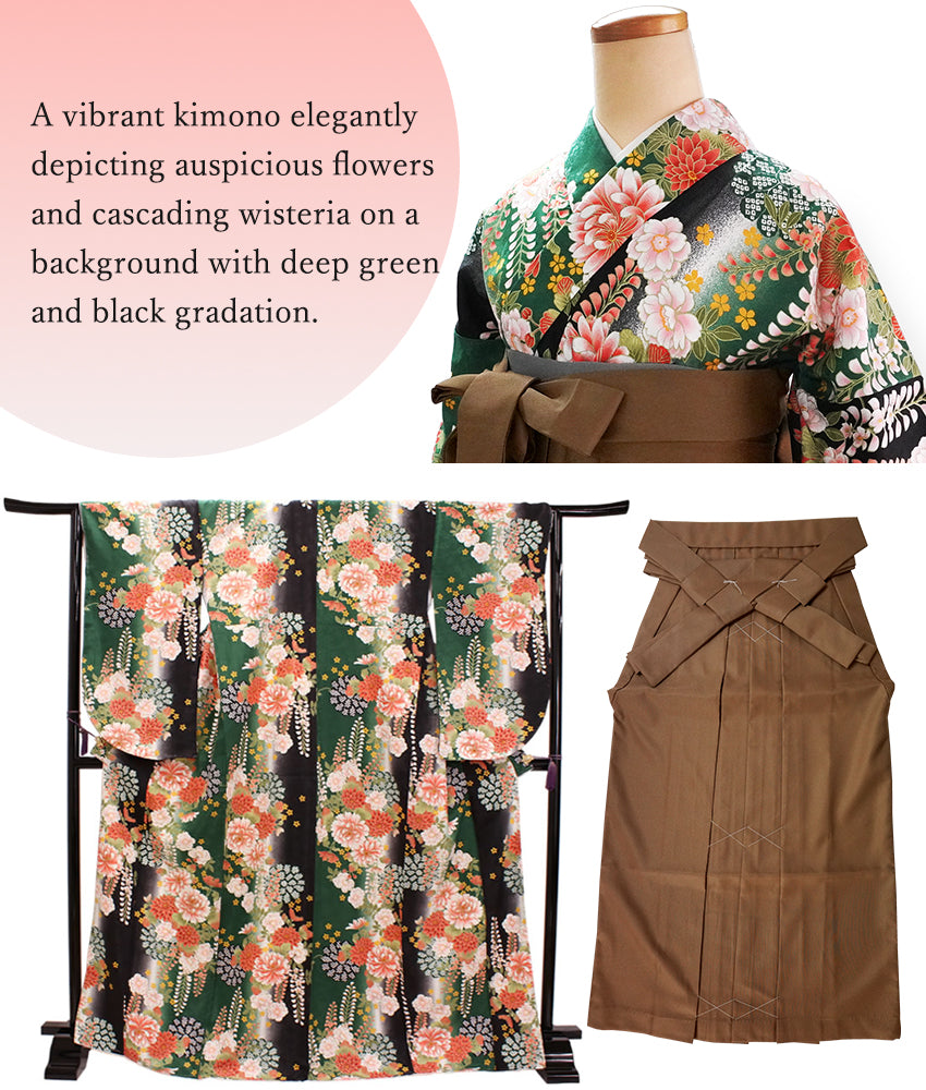 Woman's Kimono and Hakama 12 piecce FULL set