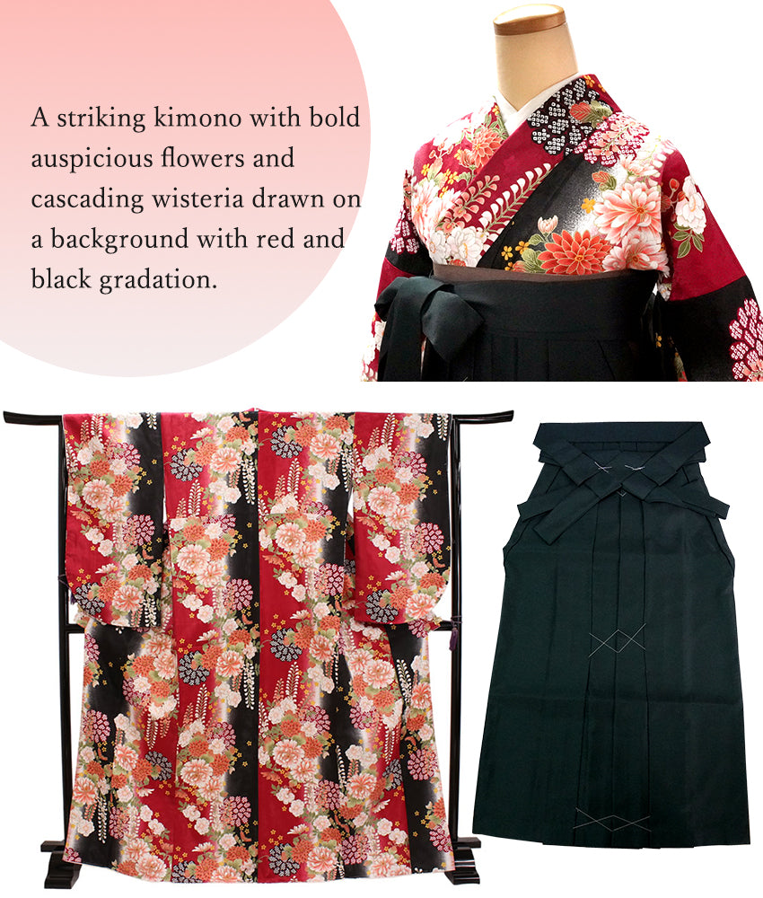 Woman's Kimono and Hakama 12 piecce FULL set