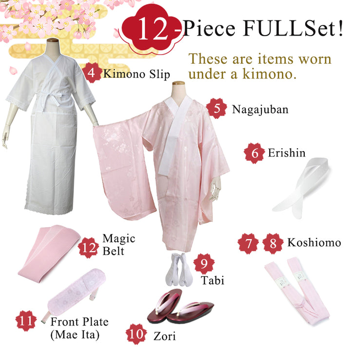 Woman's Kimono and Hakama 12 piecce FULL set