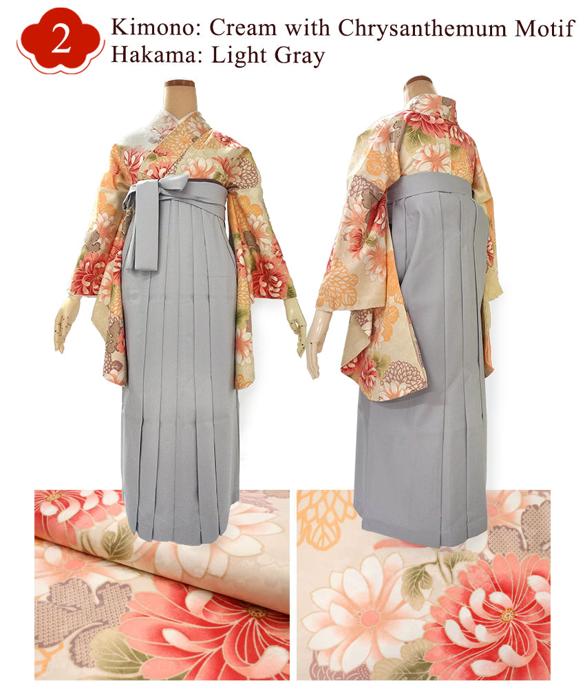 Woman's Kimono and Hakama 12 piecce FULL set