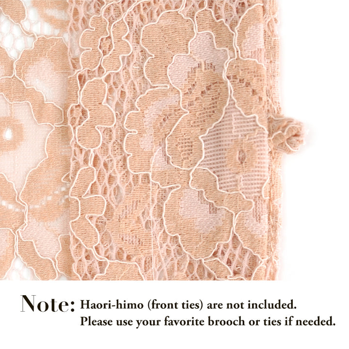Haori - Lace Kimono Jacket for Women - Lightweight Sheer Soft Coral Pink with Floral Lace Cardigan, The Ultimate Third Piece Layering Cover Up for Spring & Summer