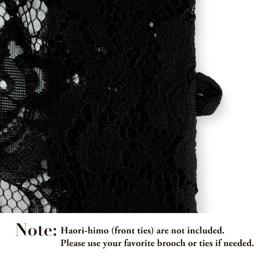Haori - Lace Kimono Jacket for Women - Lightweight Sheer Midnight Black with Floral Lace Cardigan, The Ultimate Third Piece Layering Cover Up for Spring & Summer
