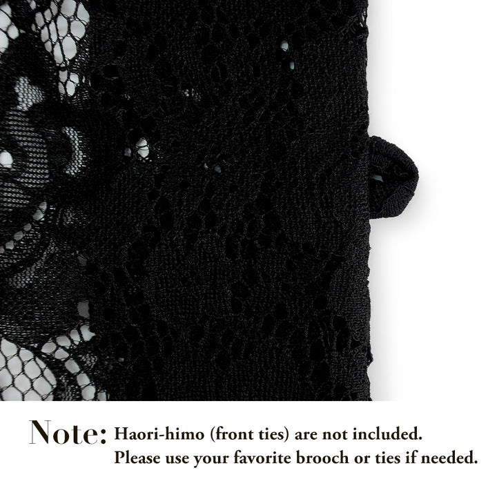 Haori - Lace Kimono Jacket for Women - Lightweight Sheer Midnight Black with Floral Lace Cardigan, The Ultimate Third Piece Layering Cover Up for Spring & Summer