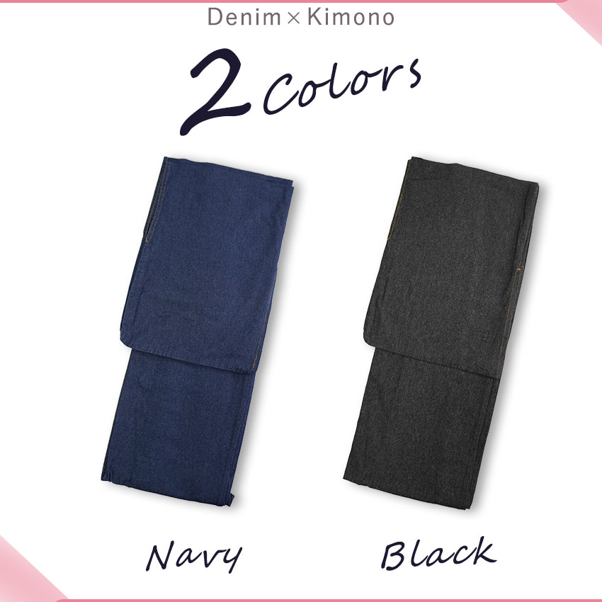 Denim Kimono for Women – Washable Casual Japanese Kimono - Navy and Black base, Lightweight Soft Cotton, Easy to Wear, Modern Everyday Style