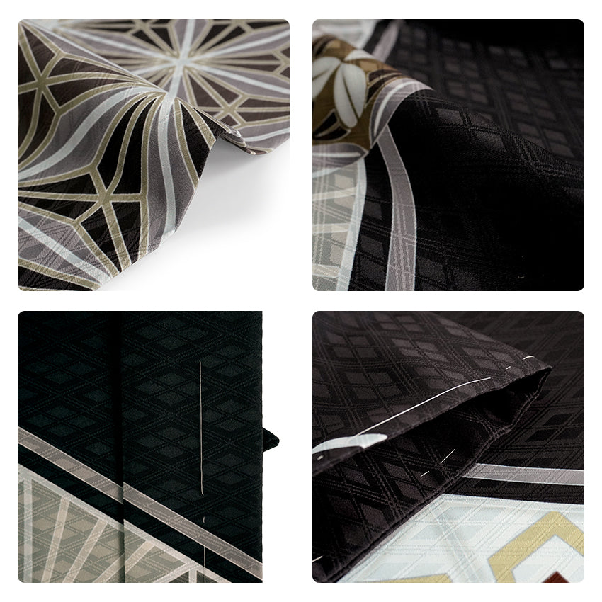 Men’s Geometric‑Scale Pattern Haori Jacket – Traditional Japanese Style in Black or White